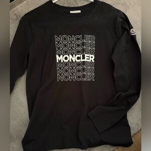 Moncler Boys Black Logo Long Sleeve Tee size 14